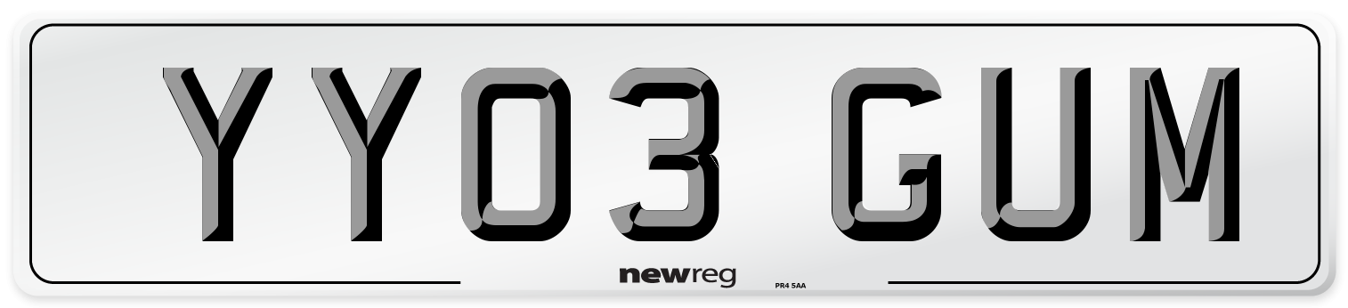 YY03 GUM Number Plate from New Reg